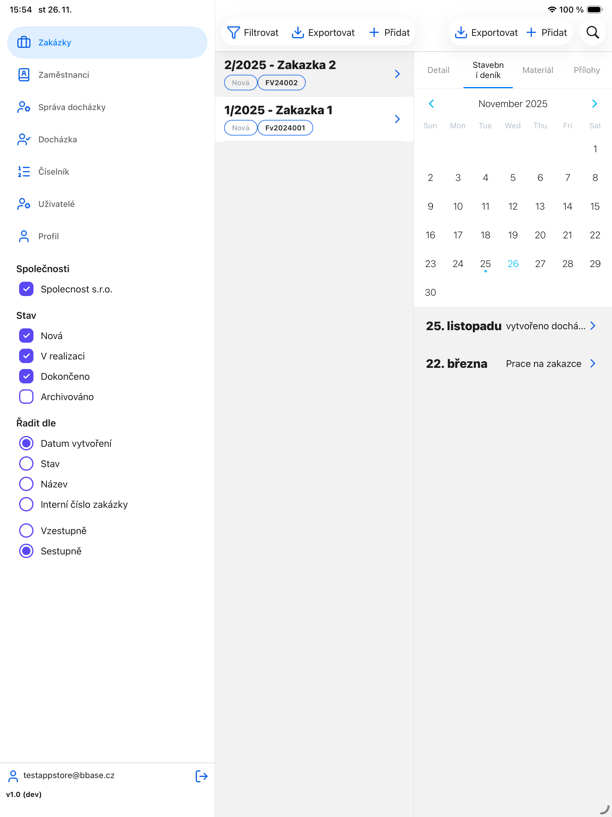 Stavební deník – iPad