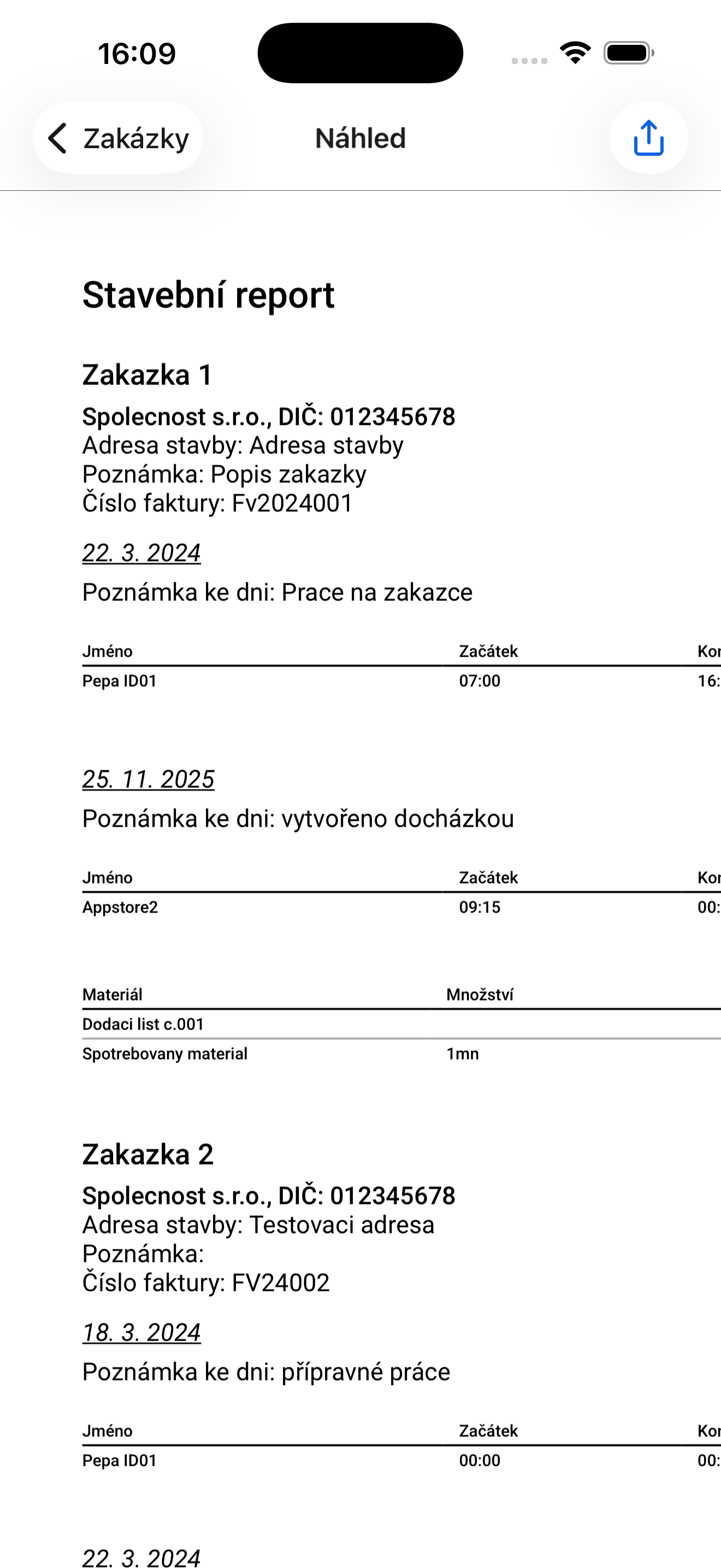 Stavební report – iPhone